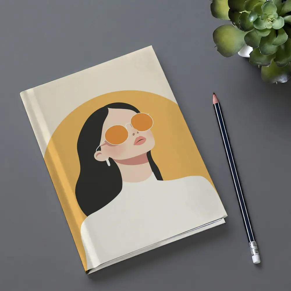 Minimalist Woman Portrait Yellow Arch Background – Notebooks