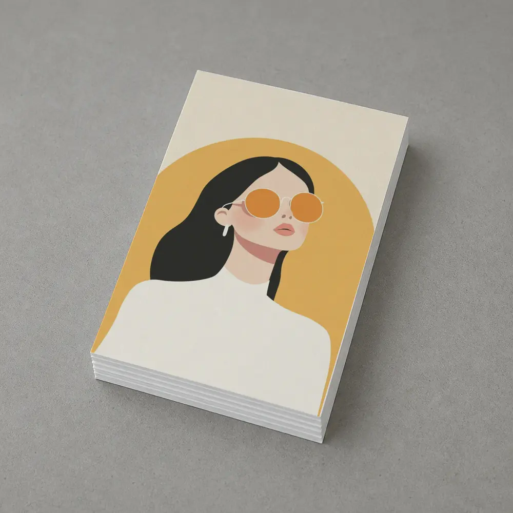 Minimalist Woman Portrait Yellow Arch Background – Postcards