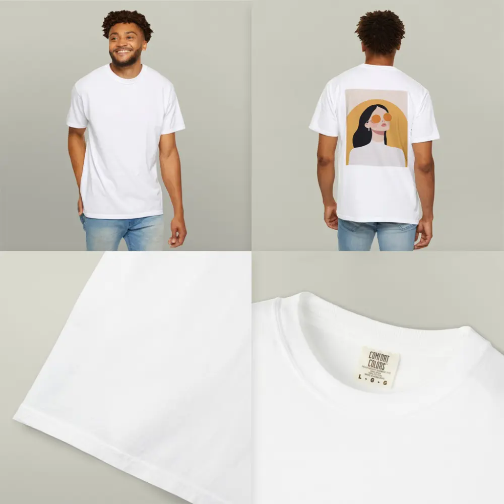 Minimalist Woman Portrait Yellow Arch Background – T-Shirts