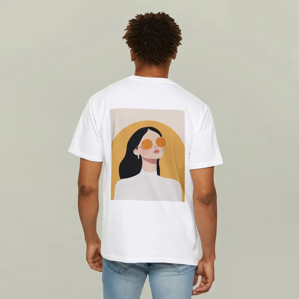 Minimalist Woman Portrait Yellow Arch Background – T-Shirts