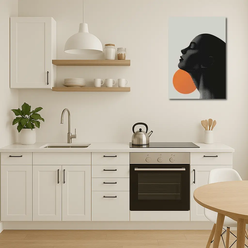 Black Female Silhouette Orange Sun Halftone – Wall Art