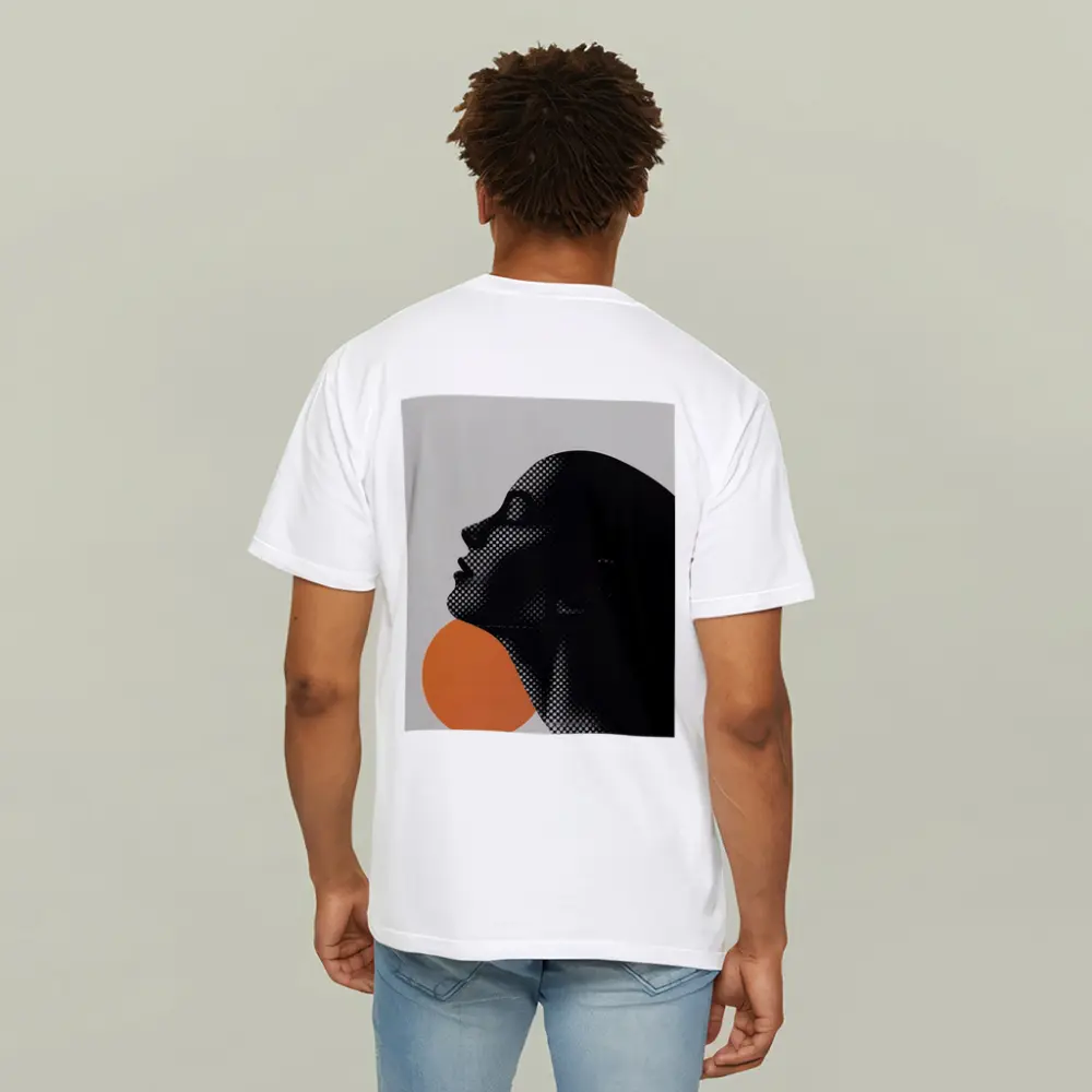 Black Female Silhouette Orange Sun Halftone – T-Shirts