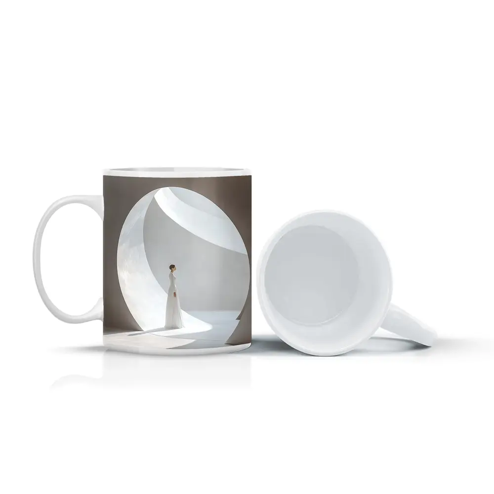 Woman in White Dress Circular Arch – Mugs
