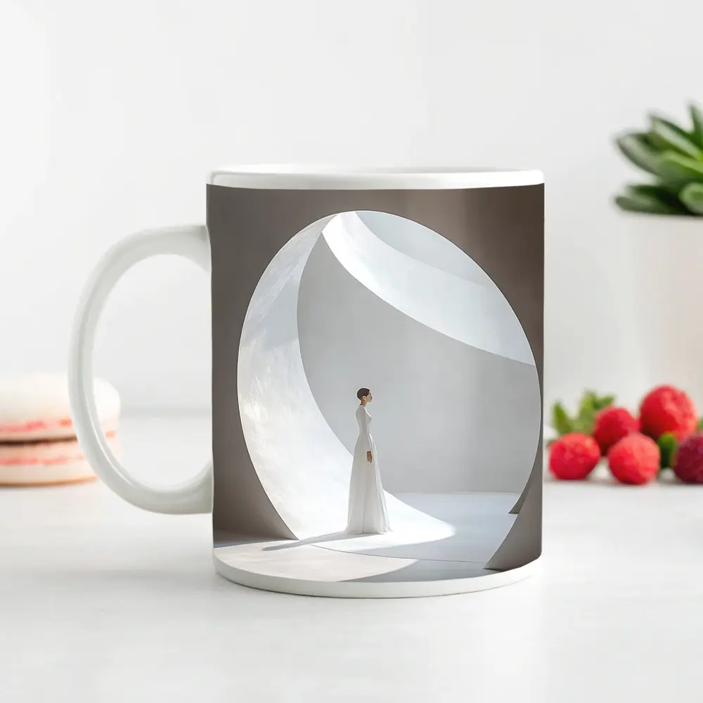 Woman in White Dress Circular Arch – Mugs
