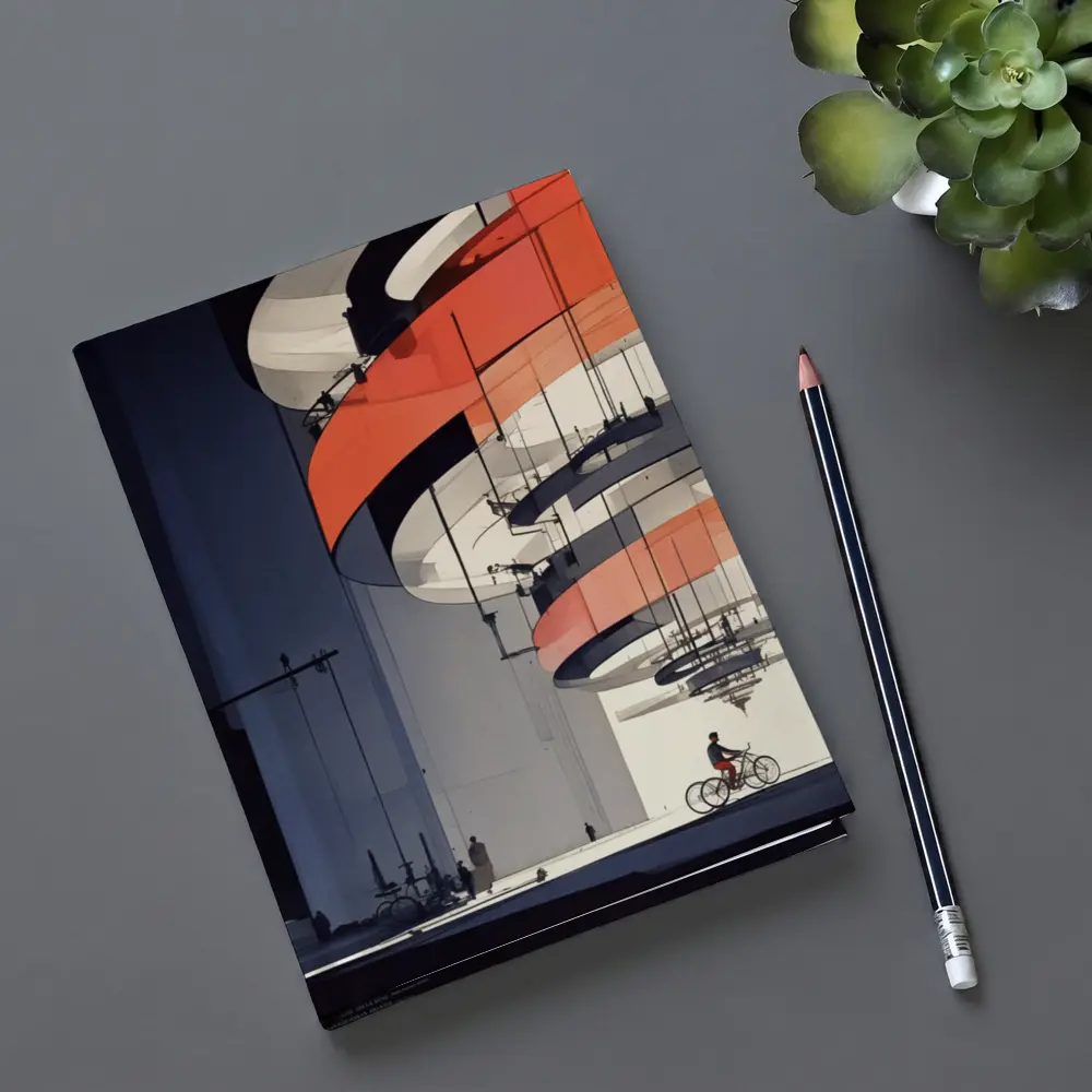 Futuristic Architecture Spiral Building Cyclist Below – Notebooks