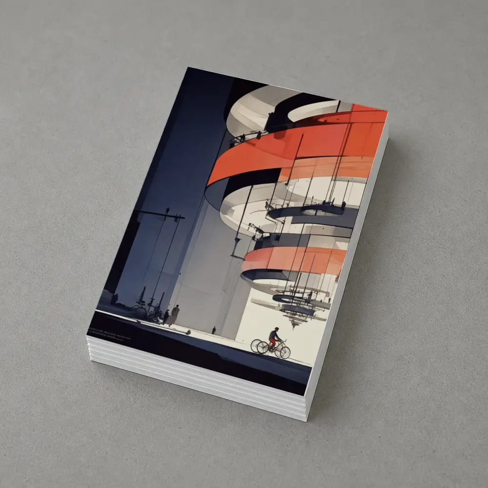 Futuristic Architecture Spiral Building Cyclist Below – Postcards
