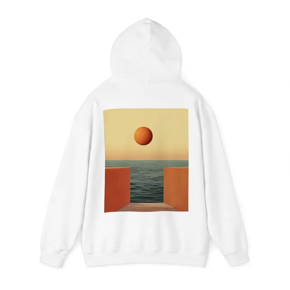 Minimalist Orange Sun Over Calm Ocean – Hoodies