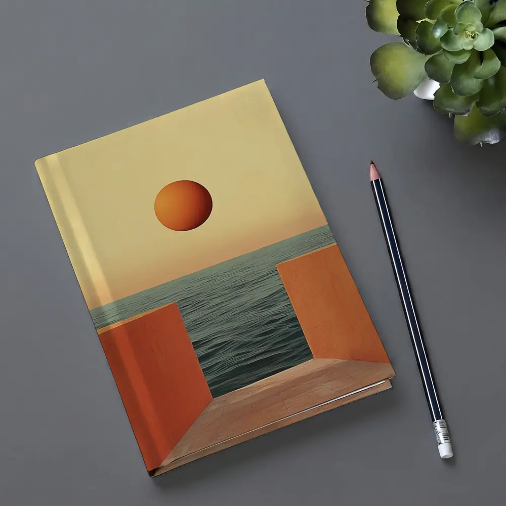 Minimalist Orange Sun Over Calm Ocean – Notebooks
