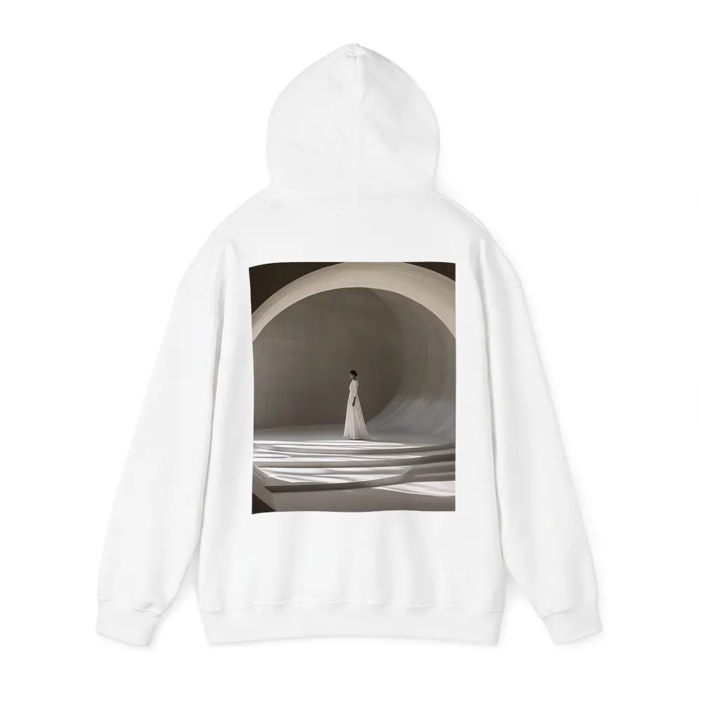 Woman White Dress Minimalist Arch Architecture – Hoodies