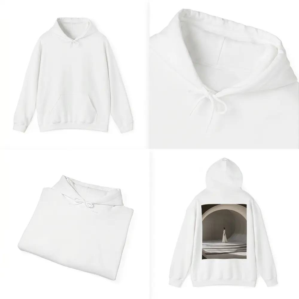Woman White Dress Minimalist Arch Architecture – Hoodies