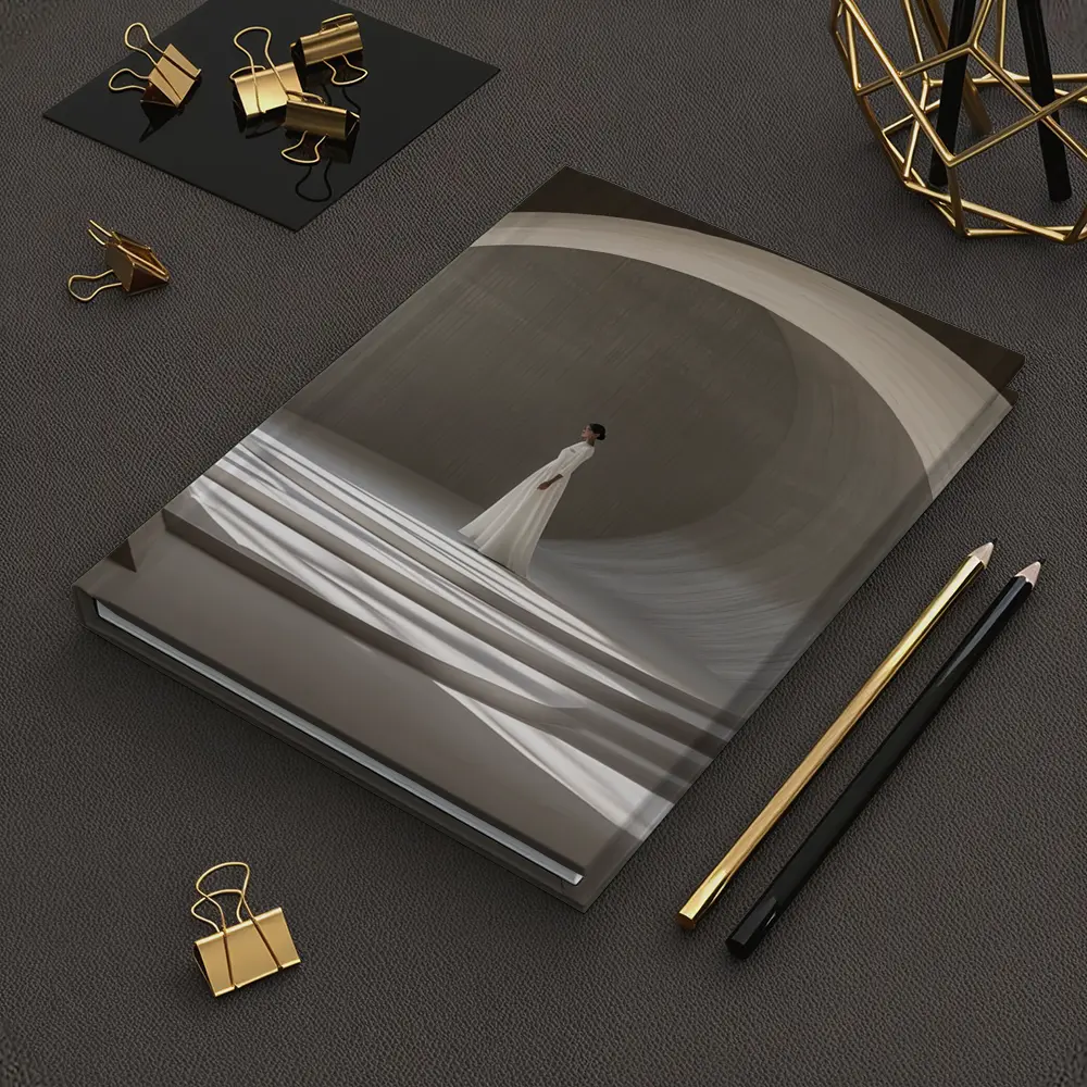 Woman White Dress Minimalist Arch Architecture – Notebooks