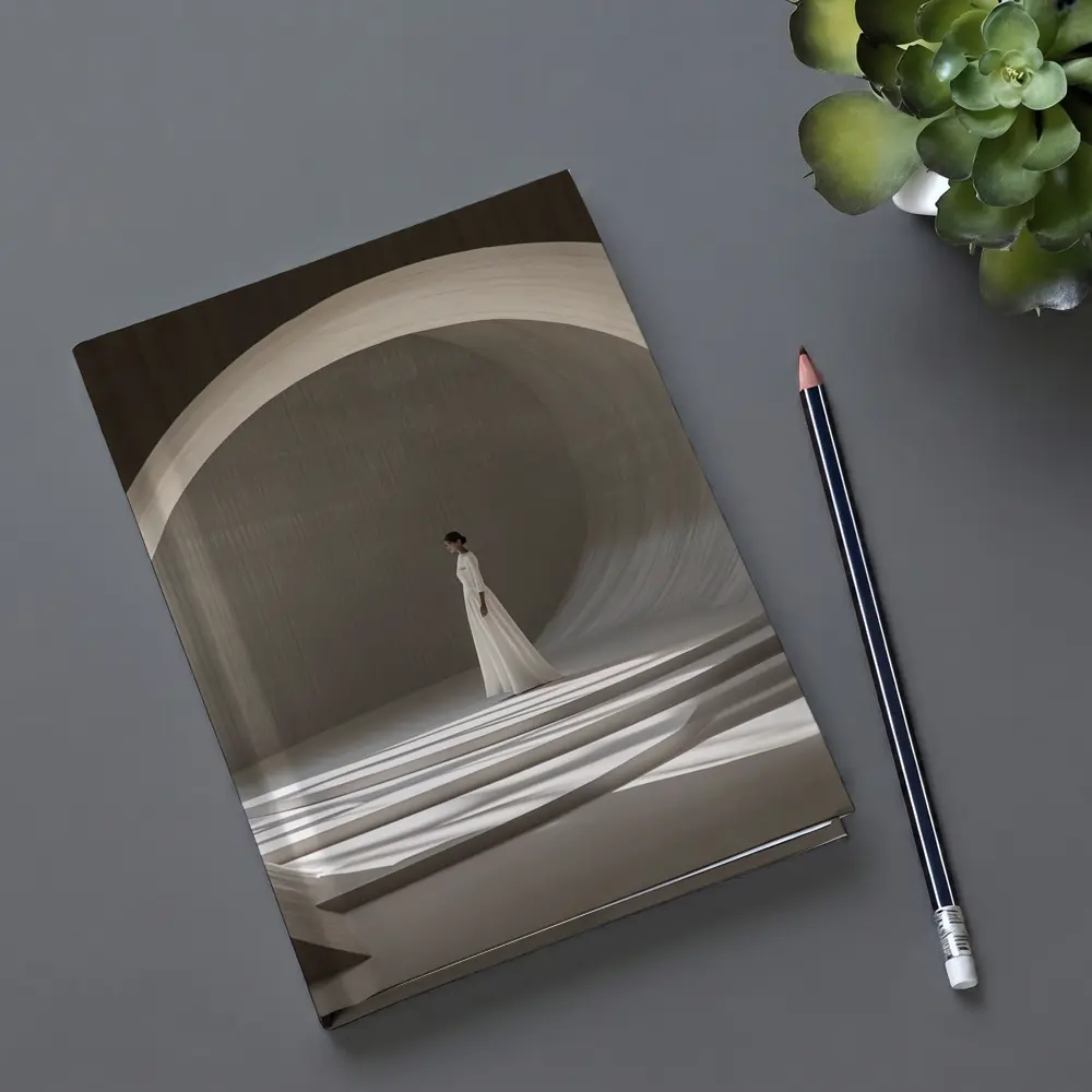 Woman White Dress Minimalist Arch Architecture – Notebooks