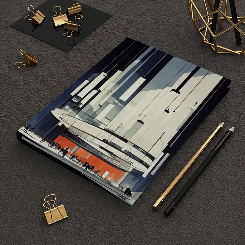 Futuristic Architecture Interior Illustration Dark Blue – Notebooks