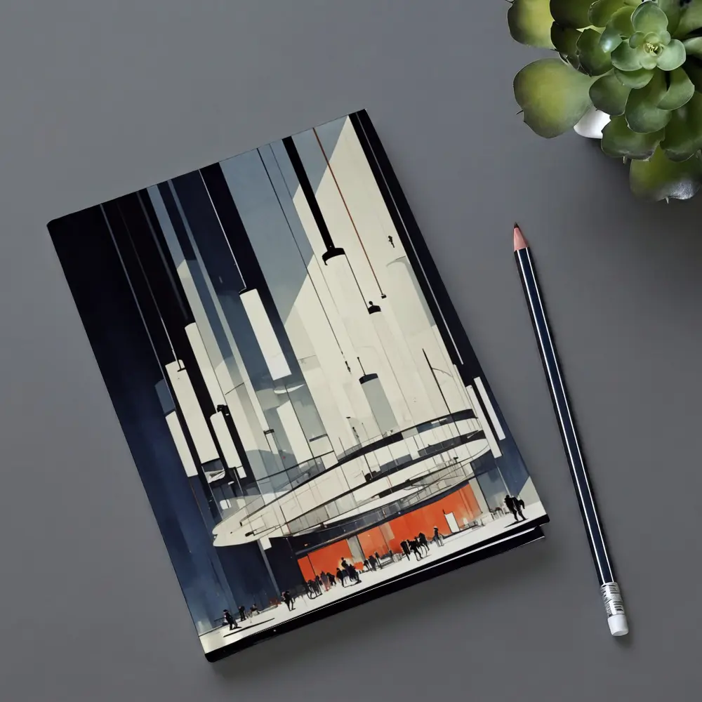 Futuristic Architecture Interior Illustration Dark Blue – Notebooks