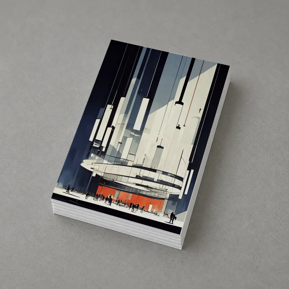 Futuristic Architecture Interior Illustration Dark Blue – Postcards