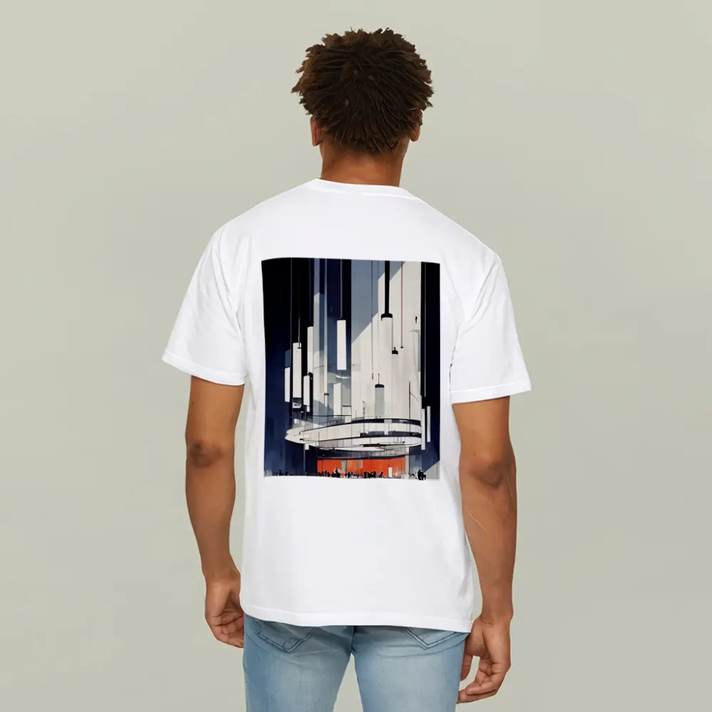 Futuristic Architecture Interior Illustration Dark Blue – T-Shirts