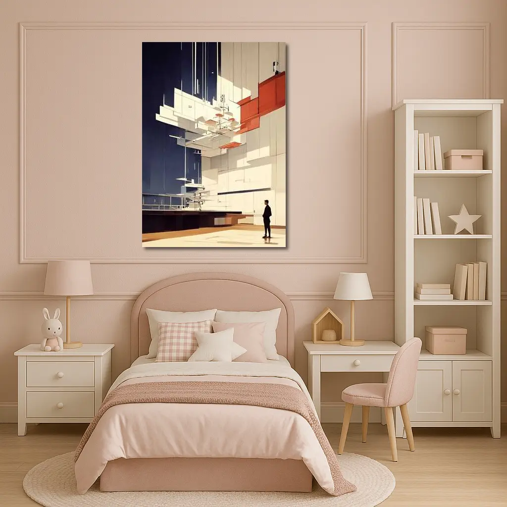 Modernist Interior Architecture Figure Geometric Art – Wall Art