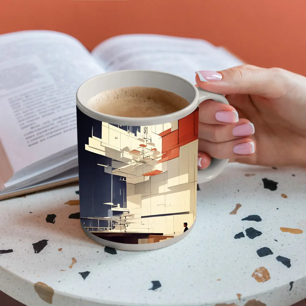 Modernist Interior Architecture Figure Geometric Art – Mugs