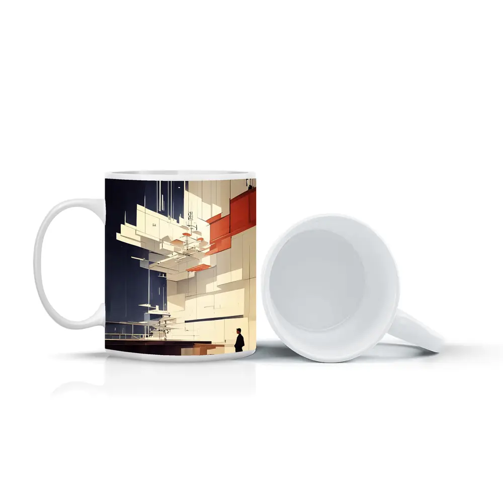 Modernist Interior Architecture Figure Geometric Art – Mugs