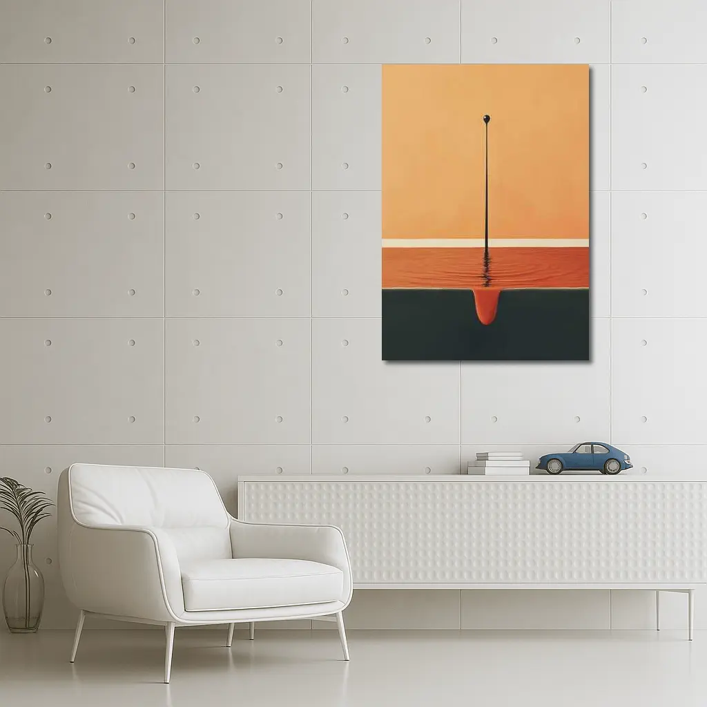 Minimalist Drop Falling Into Orange Pool – Wall Art