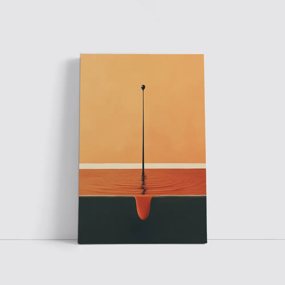 Minimalist Drop Falling Into Orange Pool – Wall Art