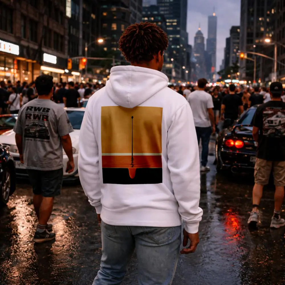 Minimalist Drop Falling Into Orange Pool – Hoodies