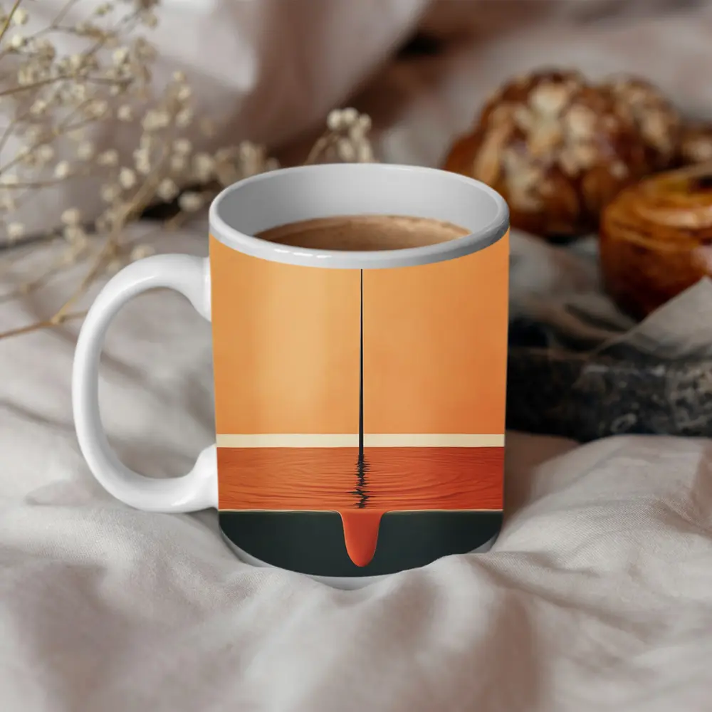 Minimalist Drop Falling Into Orange Pool – Mugs