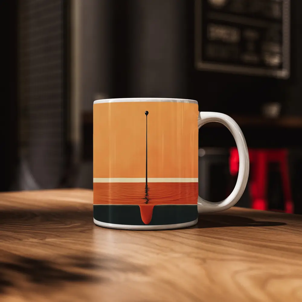 Minimalist Drop Falling Into Orange Pool – Mugs