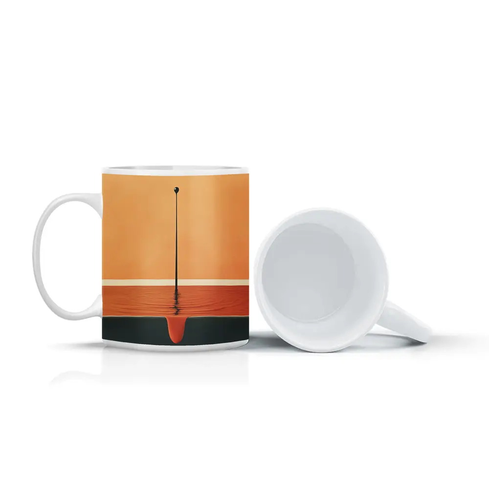 Minimalist Drop Falling Into Orange Pool – Mugs