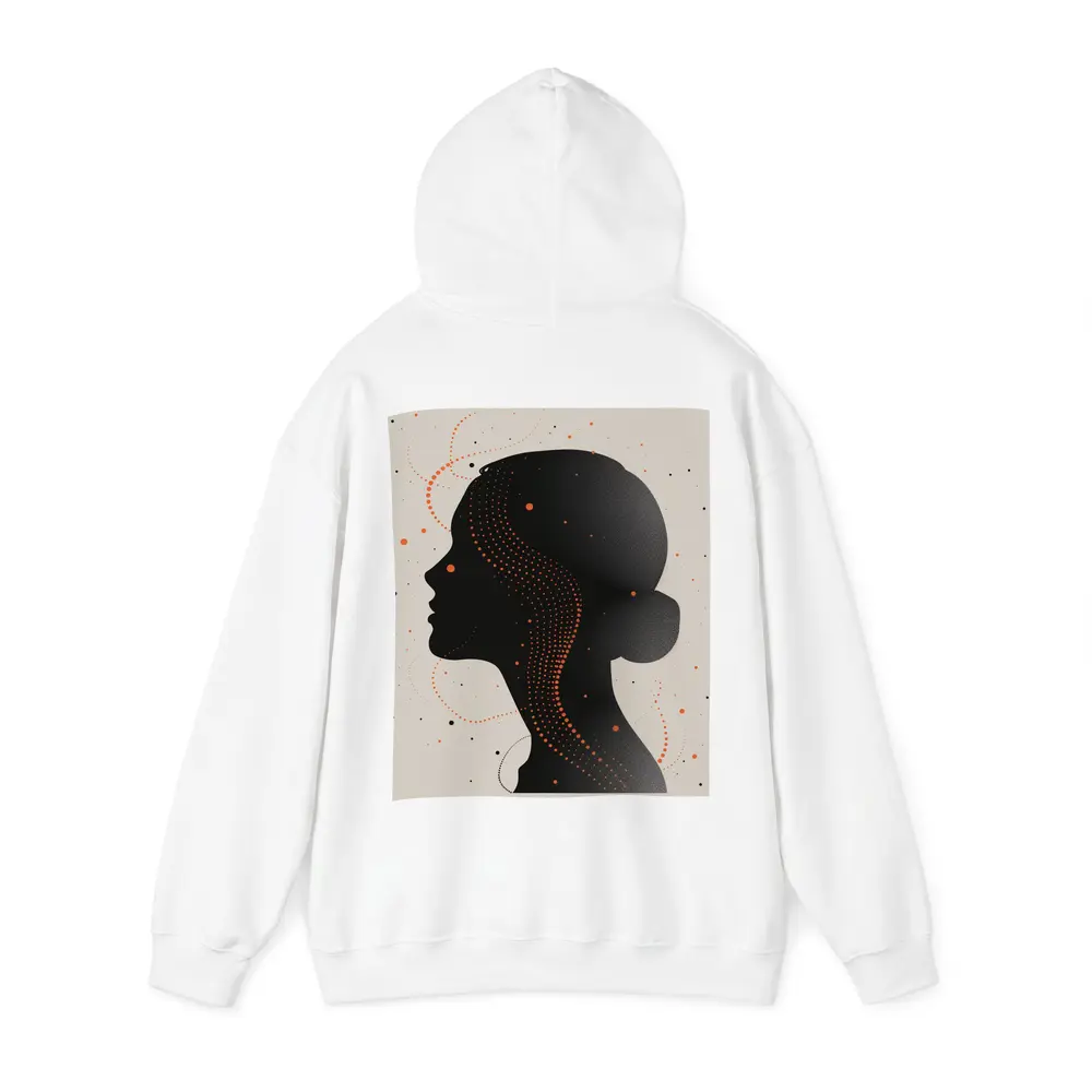 Black Female Silhouette Portrait Orange Dots Abstract – Hoodies