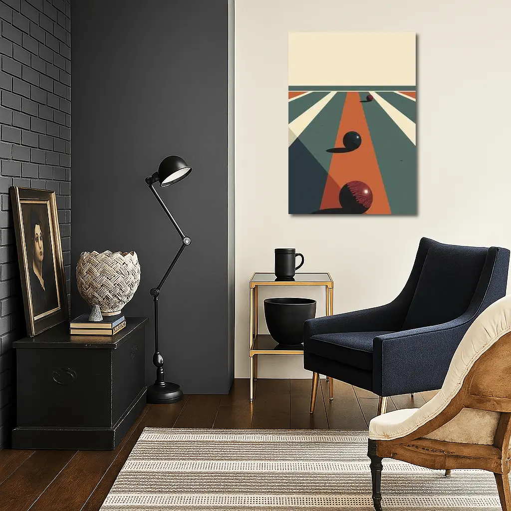 Retro Bowling Alley Geometric Minimalist Art – Wall Art