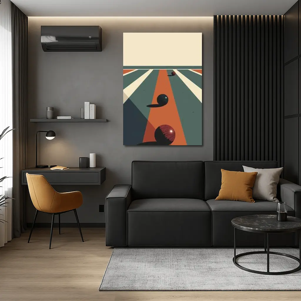 Retro Bowling Alley Geometric Minimalist Art – Wall Art
