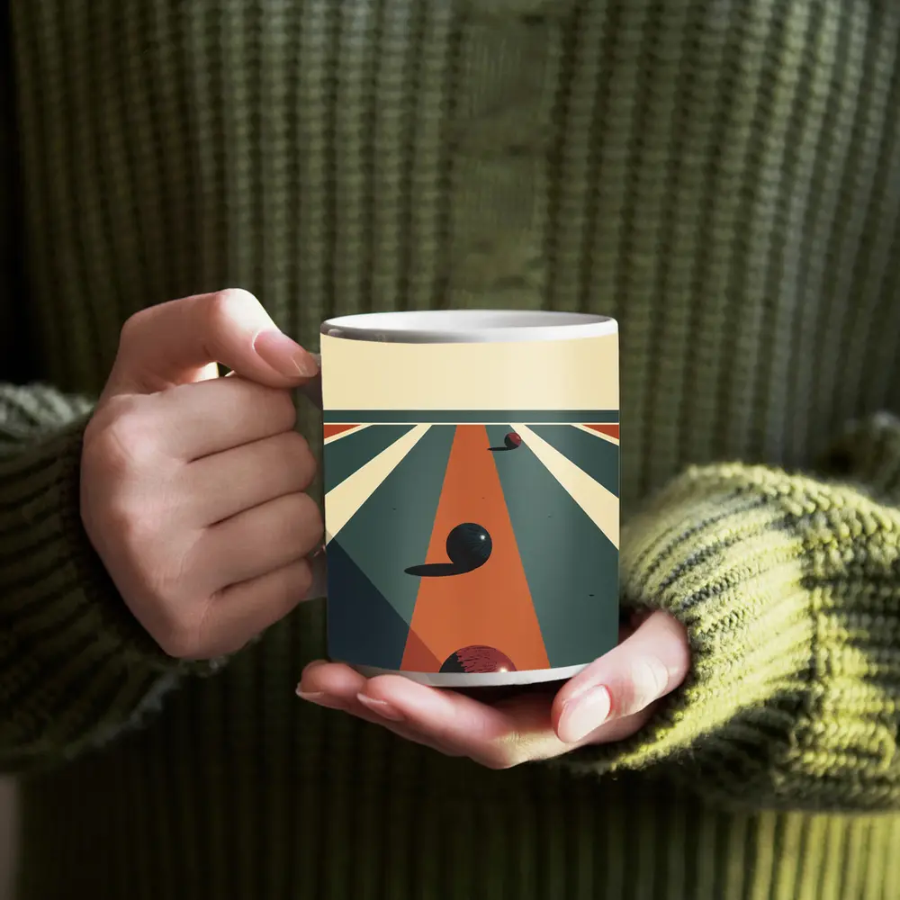 Retro Bowling Alley Geometric Minimalist Art – Mugs