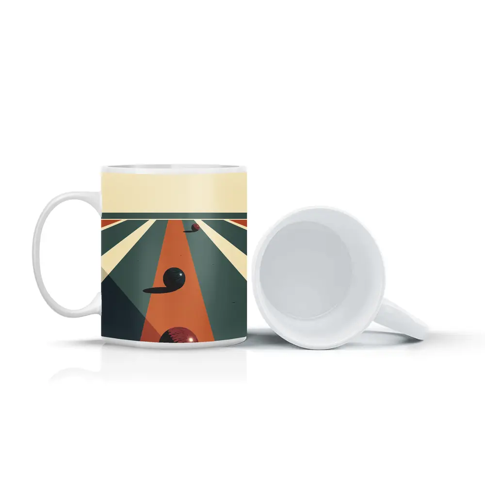 Retro Bowling Alley Geometric Minimalist Art – Mugs