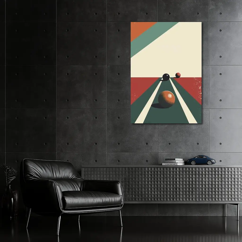 Retro Bocce Balls Minimalist Geometric Art – Wall Art