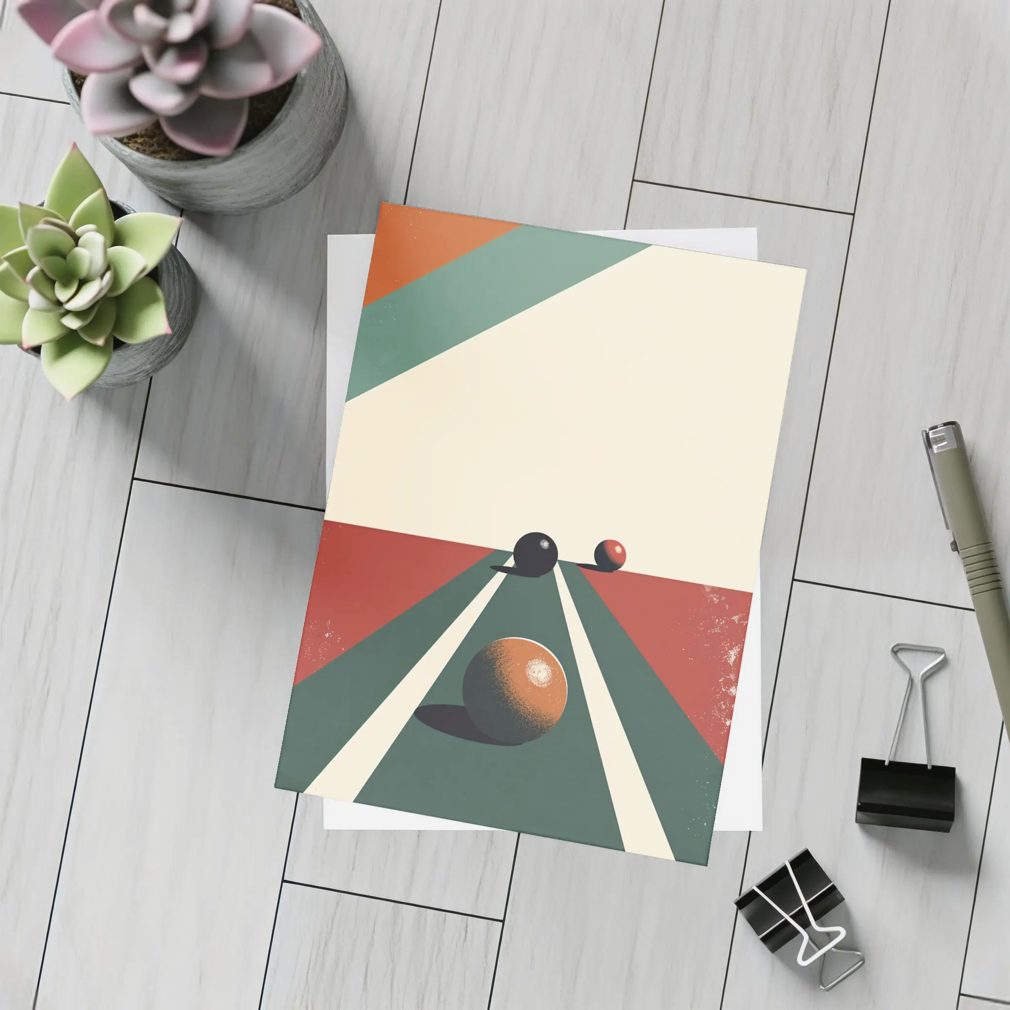 Retro Bocce Balls Minimalist Geometric Art – Postcards