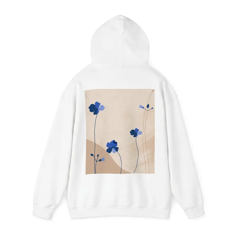 Blue Wildflowers on Beige Abstract Background – Hoodies