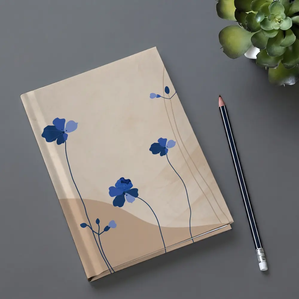Blue Wildflowers on Beige Abstract Background – Notebooks