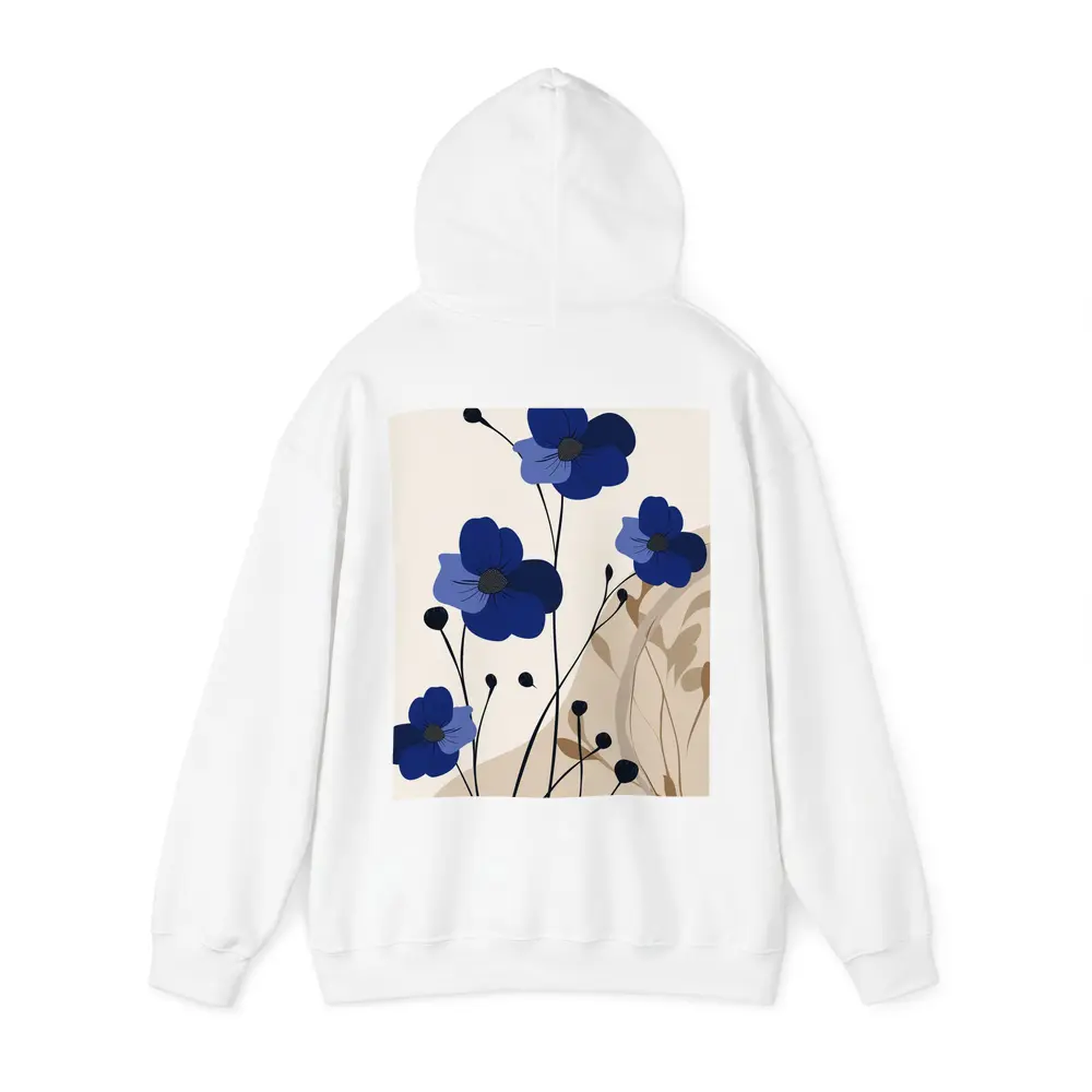 Blue Anemone Flowers Minimalist Botanical Art – Hoodies