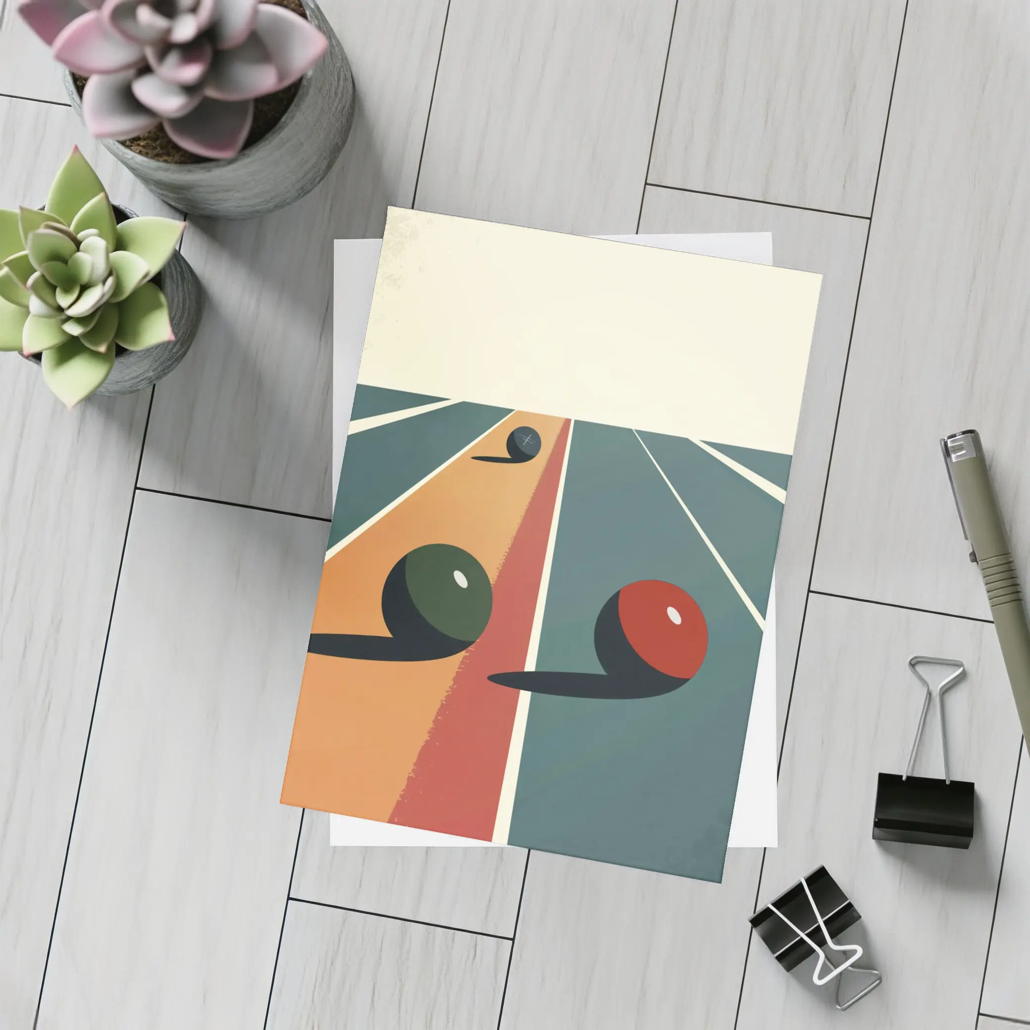 Retro Lawn Bowls Sport Minimal Art – Postcards