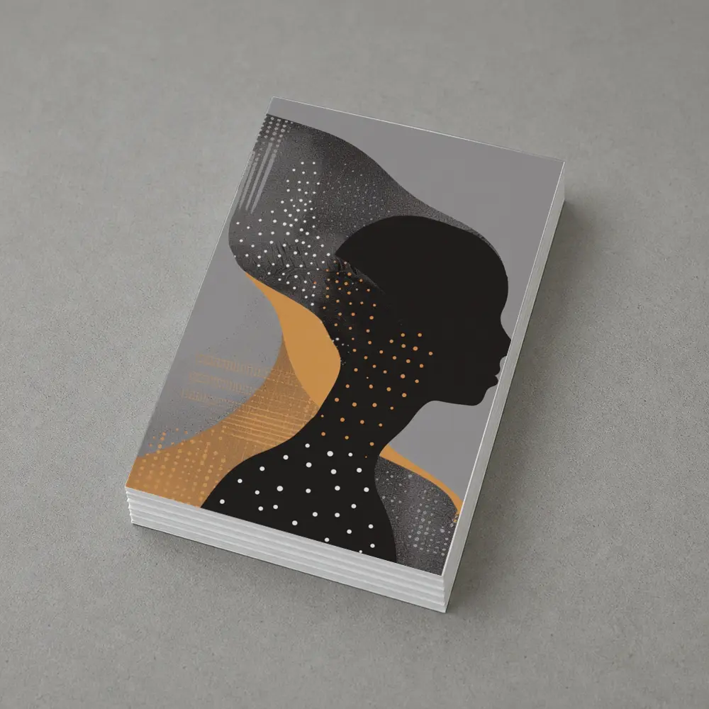 Black Female Silhouette Abstract Gray Background Art – Postcards