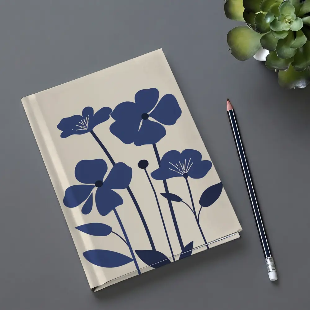 Blue Wildflowers Flat Design Beige Background – Notebooks