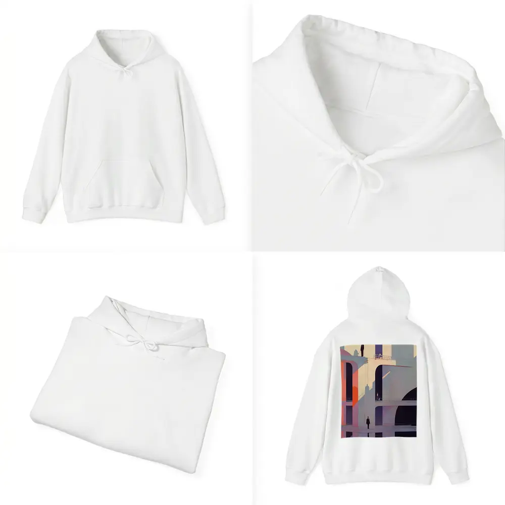 Geometric Brutalist Architecture Figures Pastel Art – Hoodies