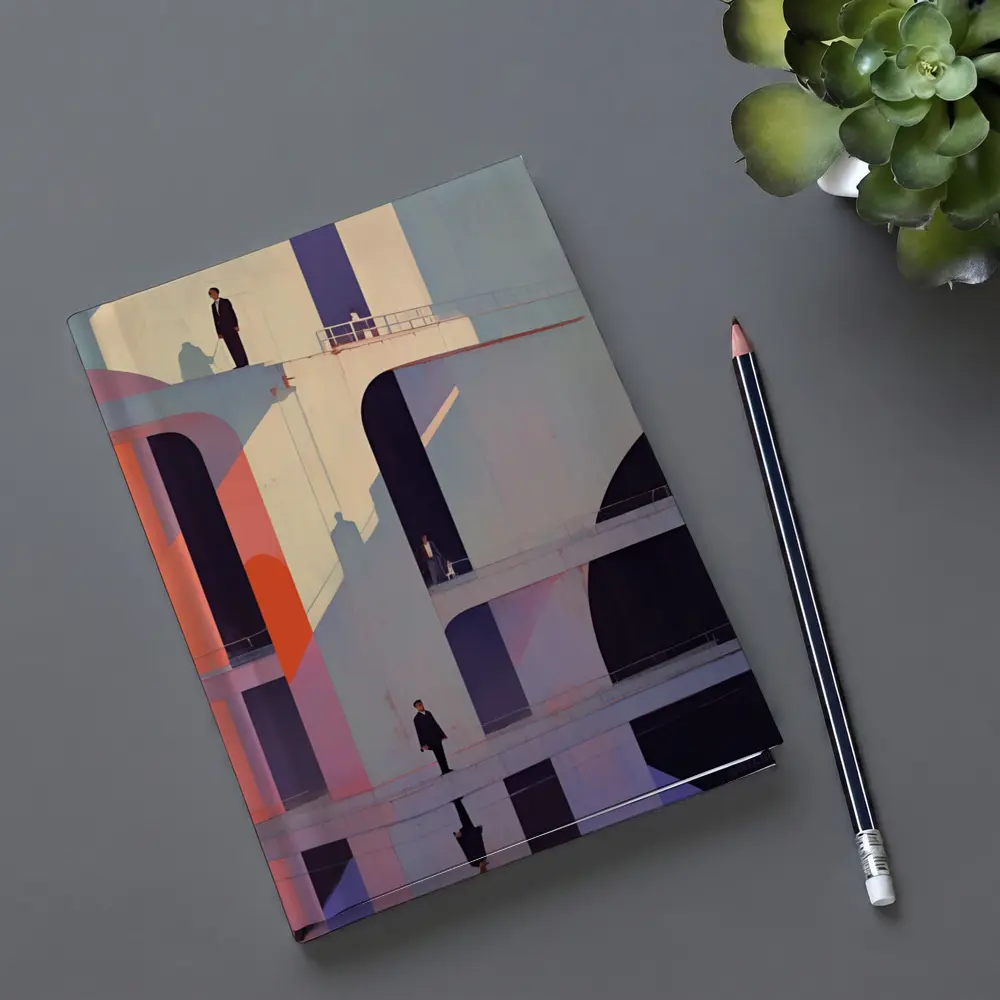 Geometric Brutalist Architecture Figures Pastel Art – Notebooks