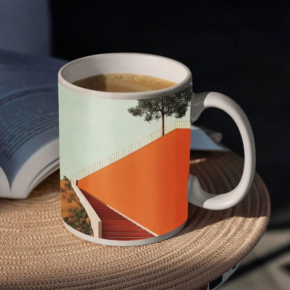 Orange Staircase Wall Lone Pine Tree – Mugs