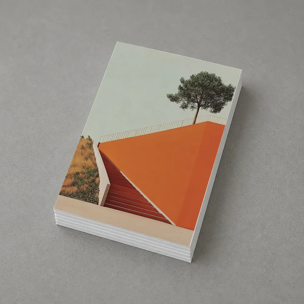 Orange Staircase Wall Lone Pine Tree – Postcards