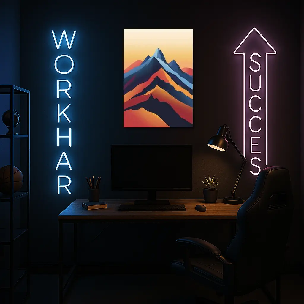 Abstract Mountain Peaks Warm Sunset Sky – Wall Art