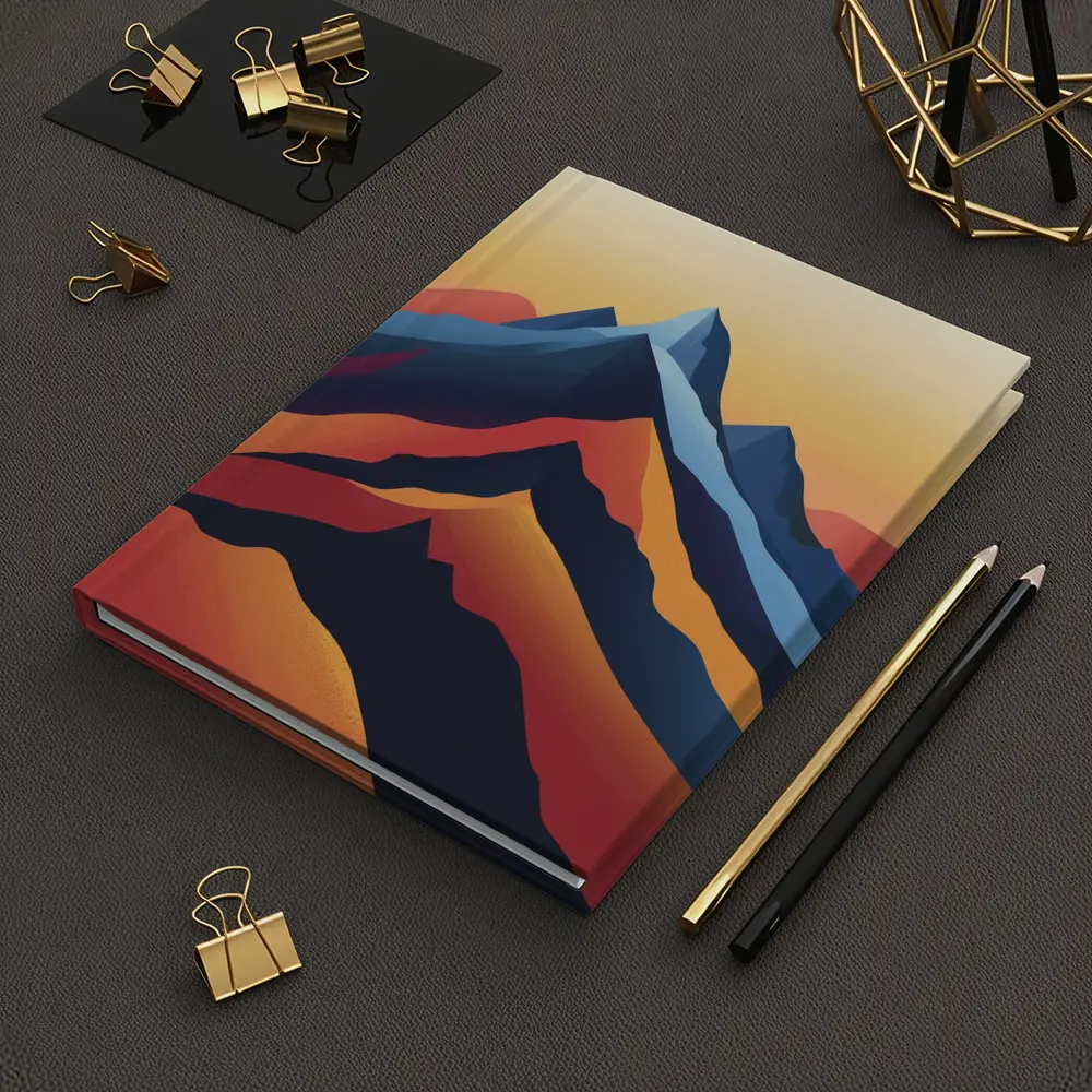 Abstract Mountain Peaks Warm Sunset Sky – Notebooks