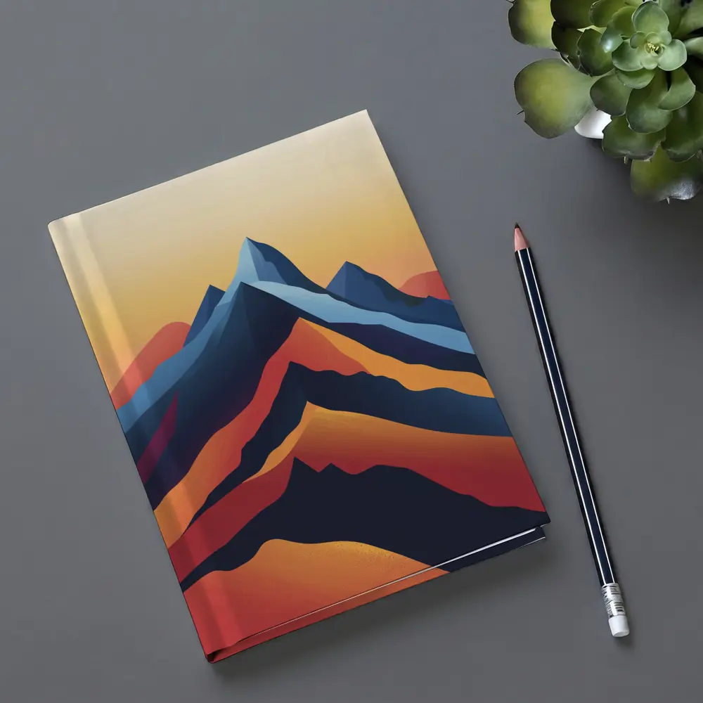Abstract Mountain Peaks Warm Sunset Sky – Notebooks