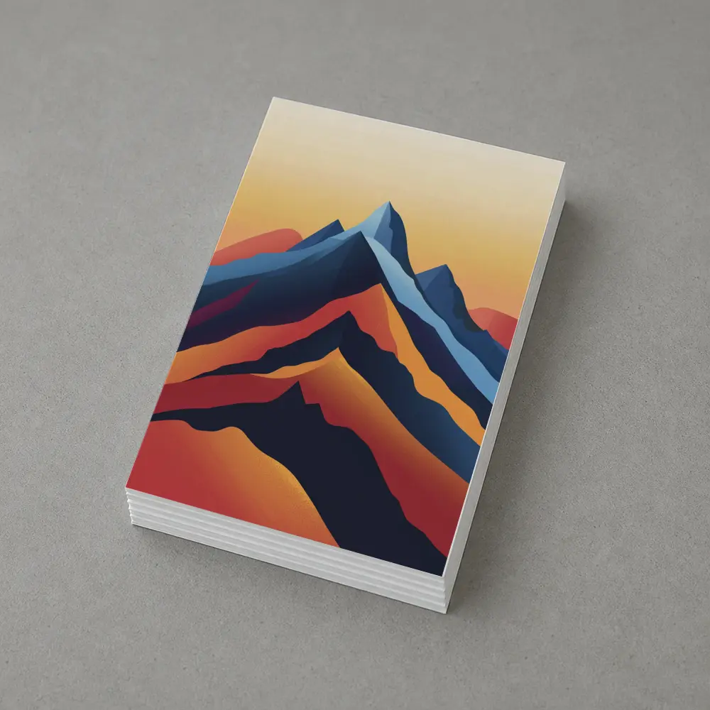 Abstract Mountain Peaks Warm Sunset Sky – Postcards